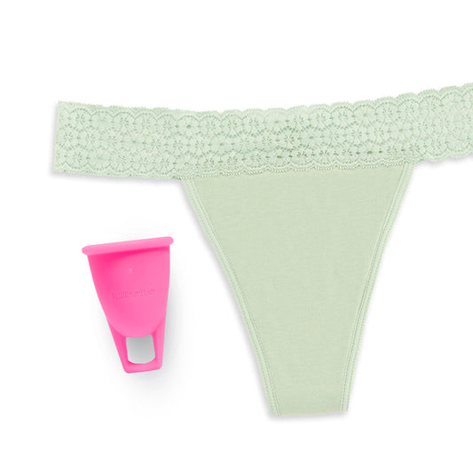 Braguitas menstruales Kiwitas Tanga Encaje + Copa menstrual Greta